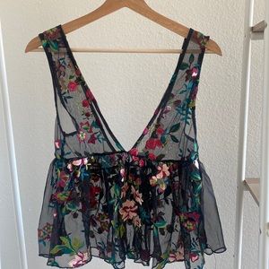 Ecoté Urban Outfitters Floral Peplum Tank
